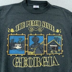 Vintage Georgia Peach State Long Sleeve Shirt Tee Mens Large/XL Made in USA 90s
